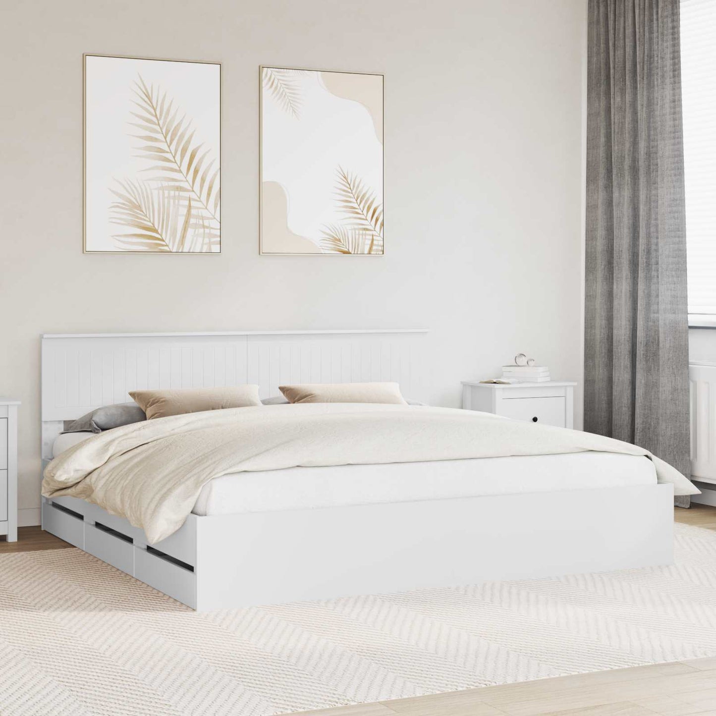 Struttura del letto Bianco 200 x 200 cm Legno Ingegnerizzato