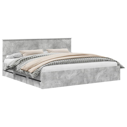 Struttura del letto con cassetto Grigio cemento 200 x 200 cm
