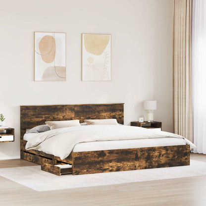 Struttura del letto con cassetto Rovere fumÃ© 200 x 200 cm