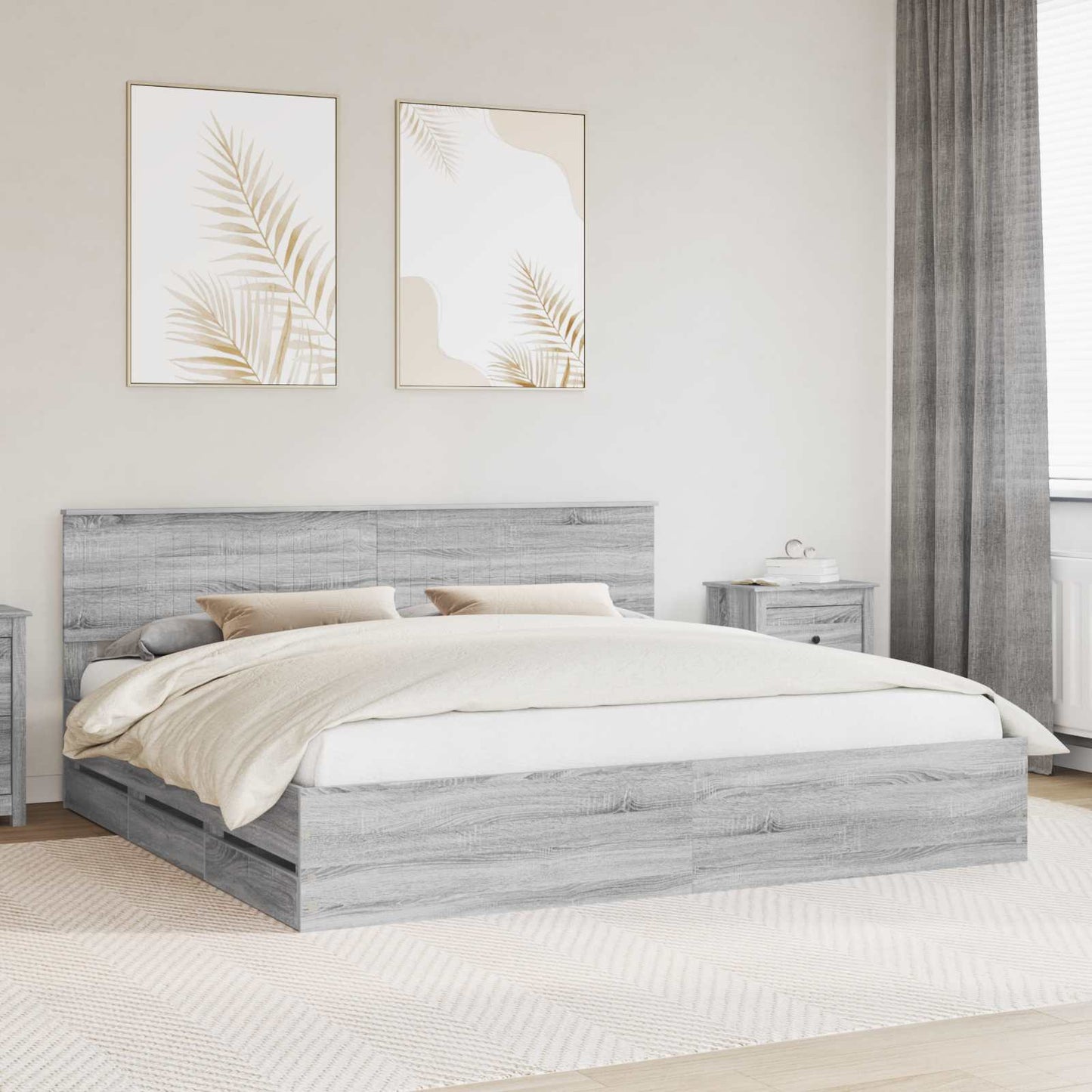 Struttura del letto con cassetto Grigio Sonoma 200 x 200 cm