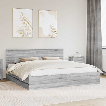 Struttura del letto con cassetto Grigio Sonoma 200 x 200 cm