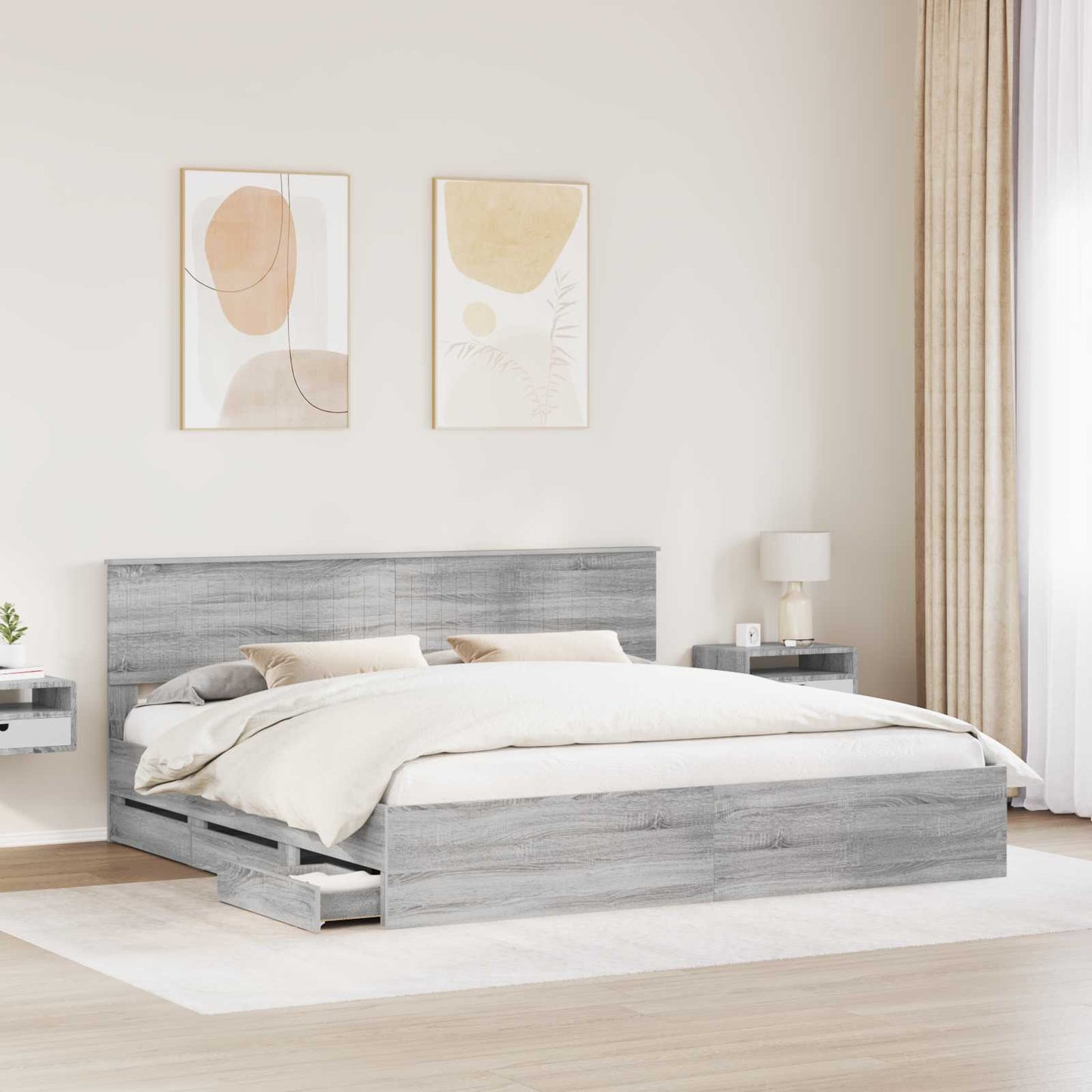 Struttura del letto con cassetto Grigio Sonoma 200 x 200 cm