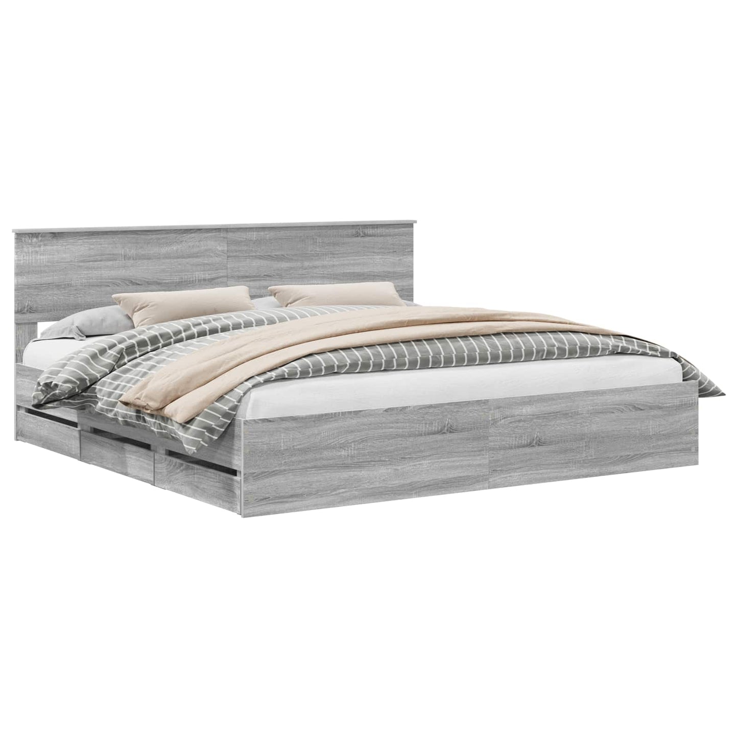 Struttura del letto con cassetto Grigio Sonoma 200 x 200 cm