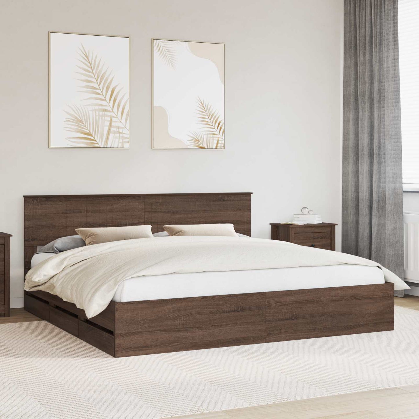 Struttura del letto con cassetto Rovere Marrone 200 x 200 cm