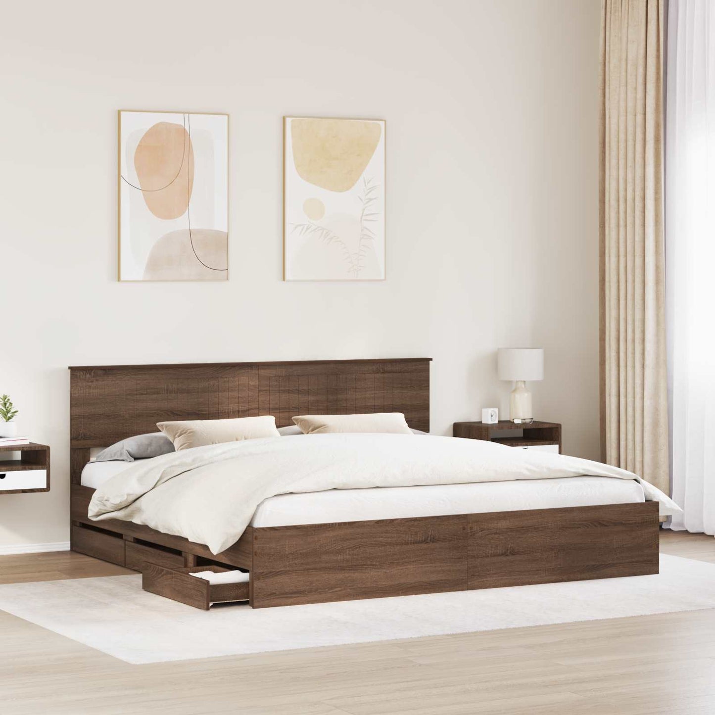 Struttura del letto con cassetto Rovere Marrone 200 x 200 cm