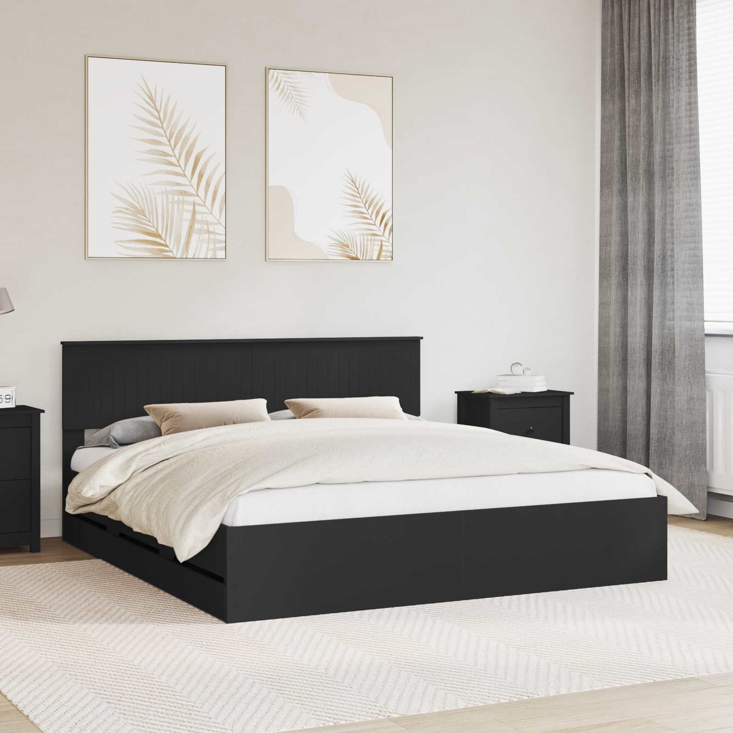 Struttura del letto Nero 180 x 200 cm Legno Ingegnerizzato