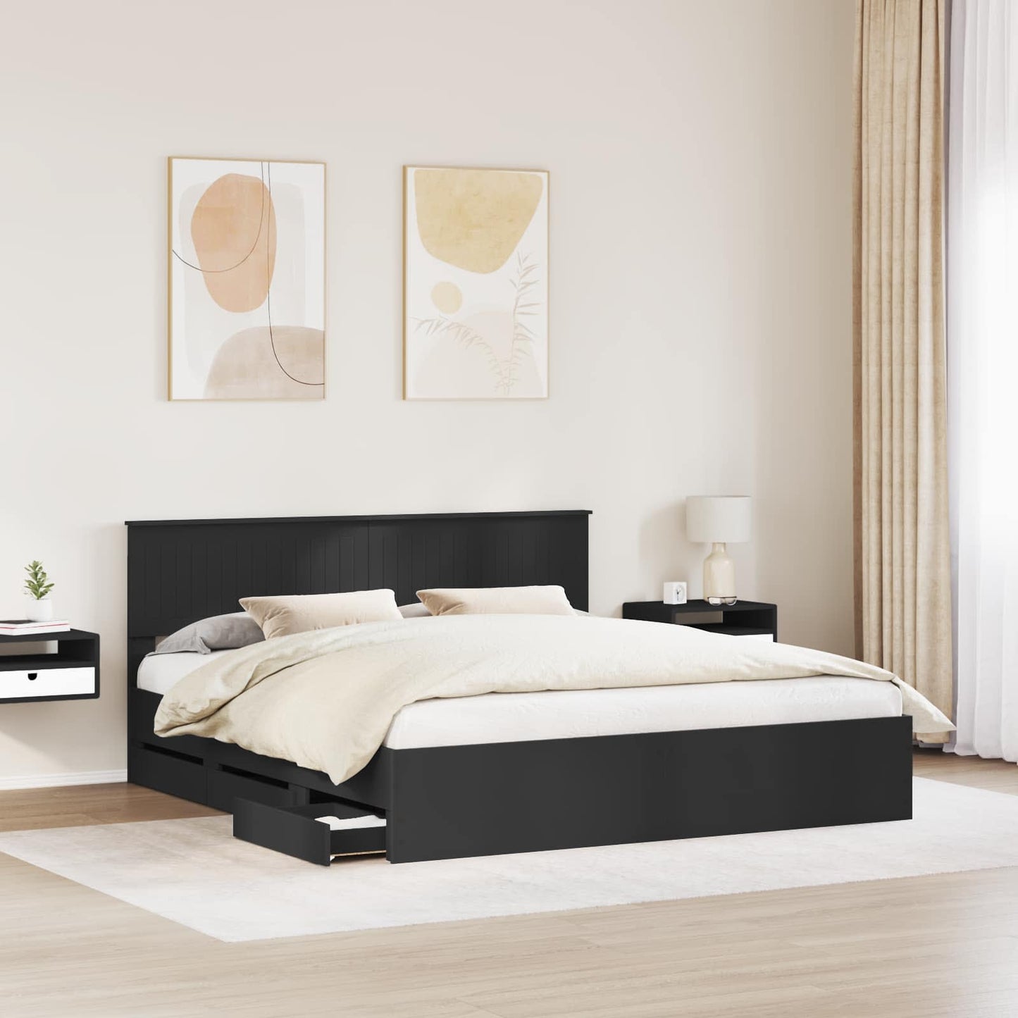 Struttura del letto Nero 180 x 200 cm Legno Ingegnerizzato