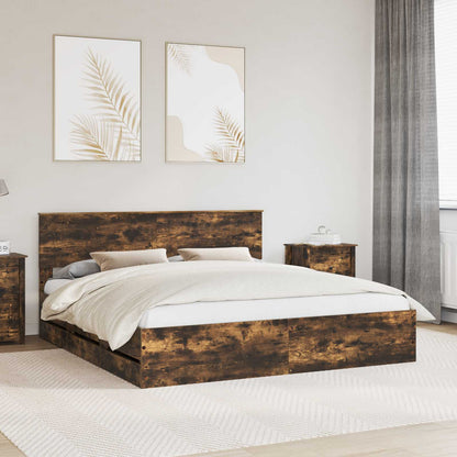 Struttura del letto con cassetto Rovere fumÃ© 180 x 200 cm