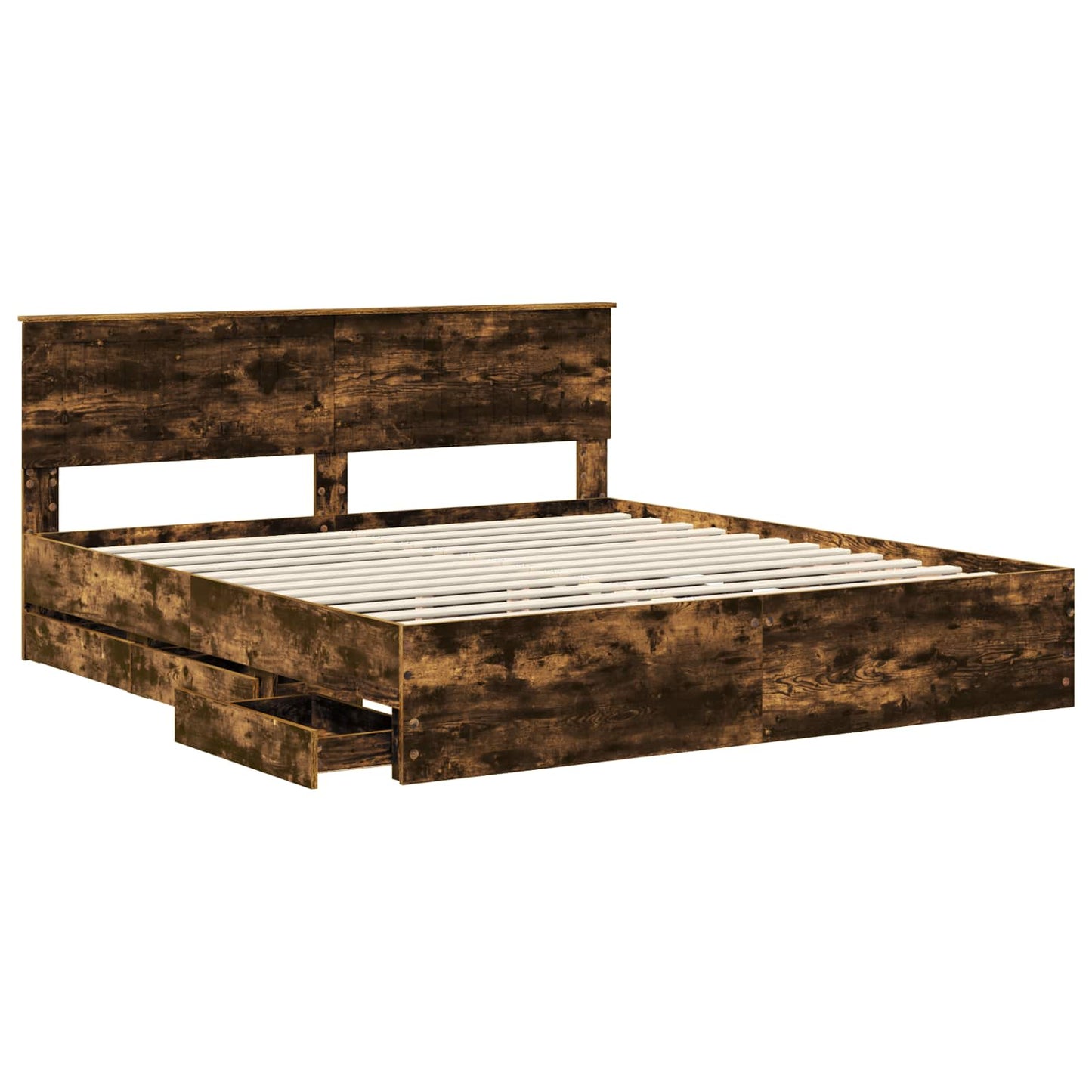 Struttura del letto con cassetto Rovere fumÃ© 180 x 200 cm