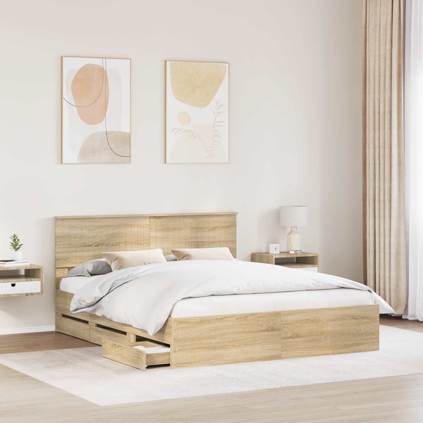 Struttura del letto con cassetto Rovere Sonoma 160 x 200 cm