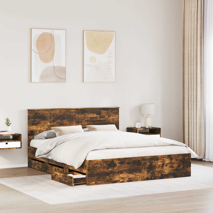 Struttura del letto con cassetto Rovere fumÃ© 160 x 200 cm