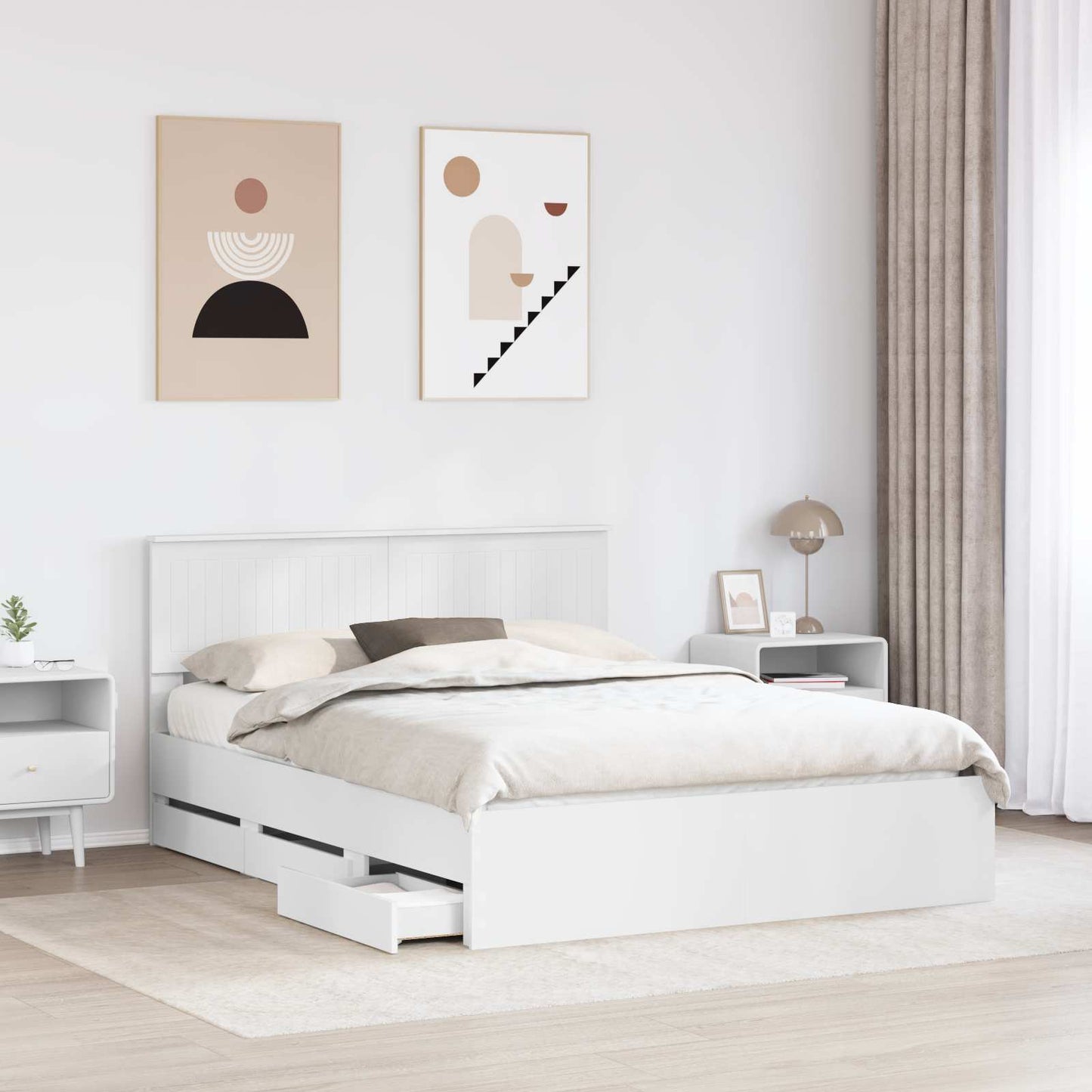 Struttura del letto Bianco 150 x 200 cm Legno Ingegnerizzato