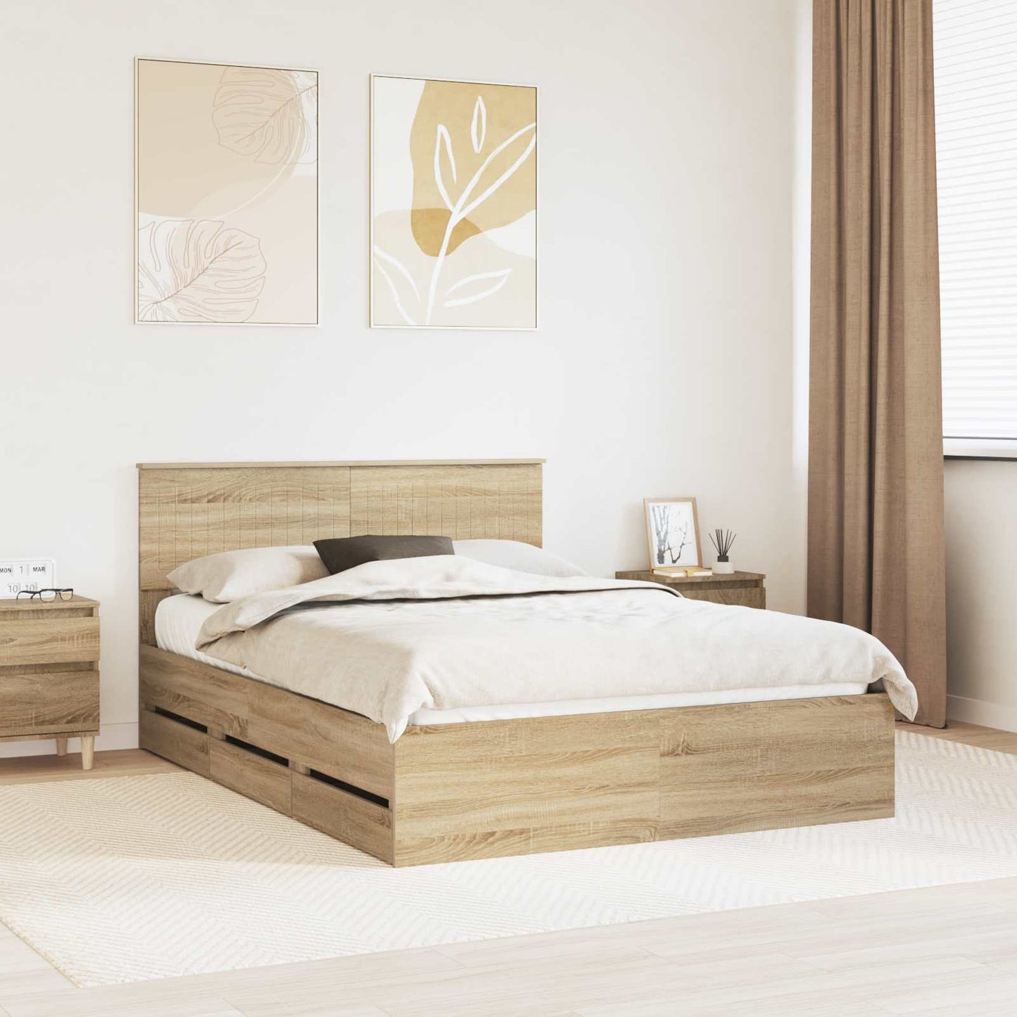 Struttura del letto con cassetto Rovere Sonoma 140 x 190 cm