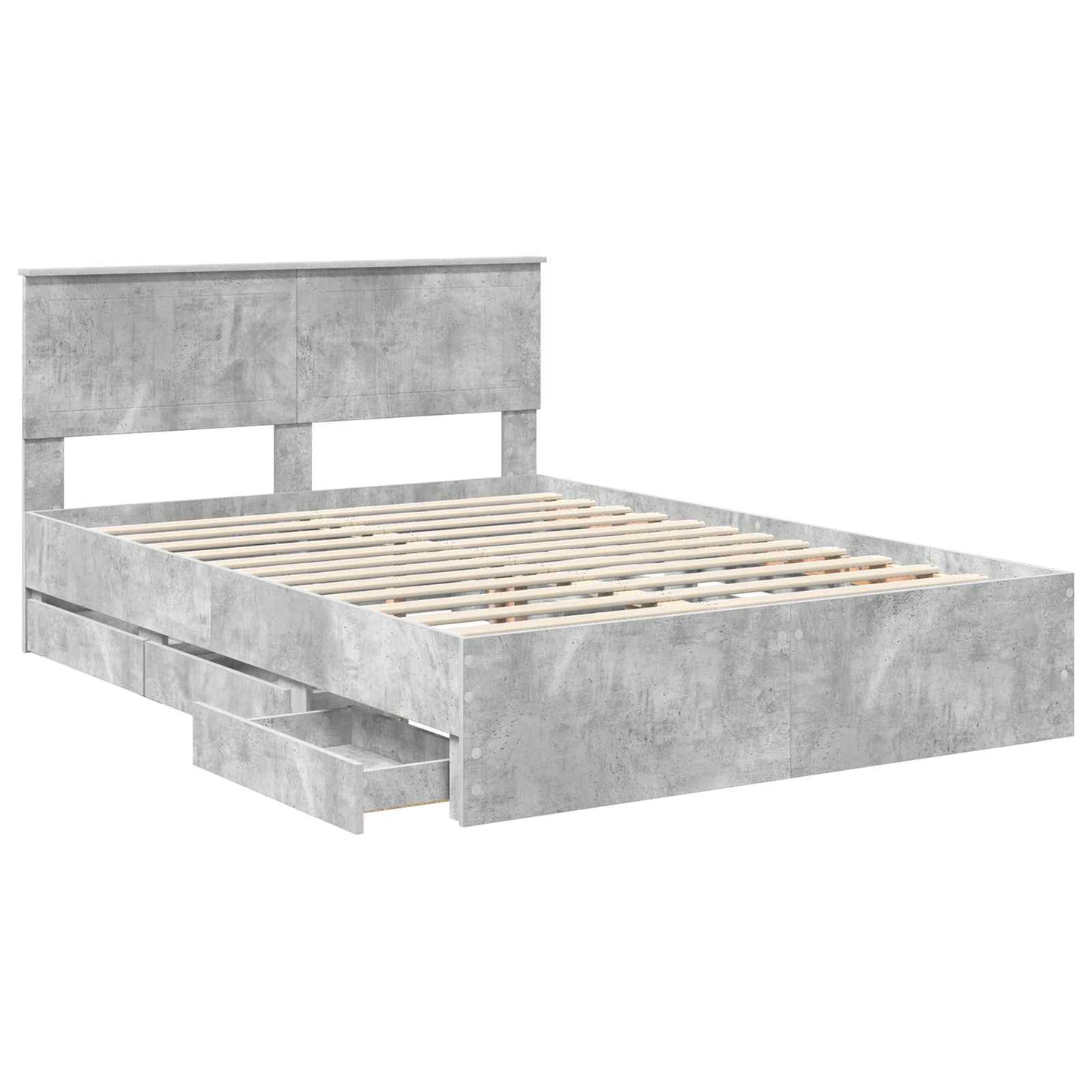 Struttura del letto con cassetto Grigio cemento 140 x 190 cm