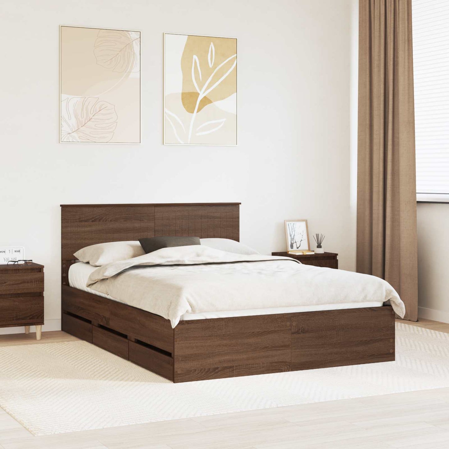 Struttura del letto con cassetto Rovere Marrone 140 x 200 cm