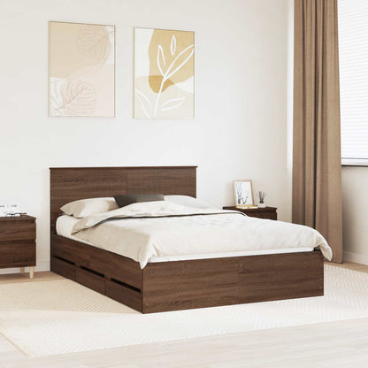 Struttura del letto con cassetto Rovere Marrone 140 x 200 cm