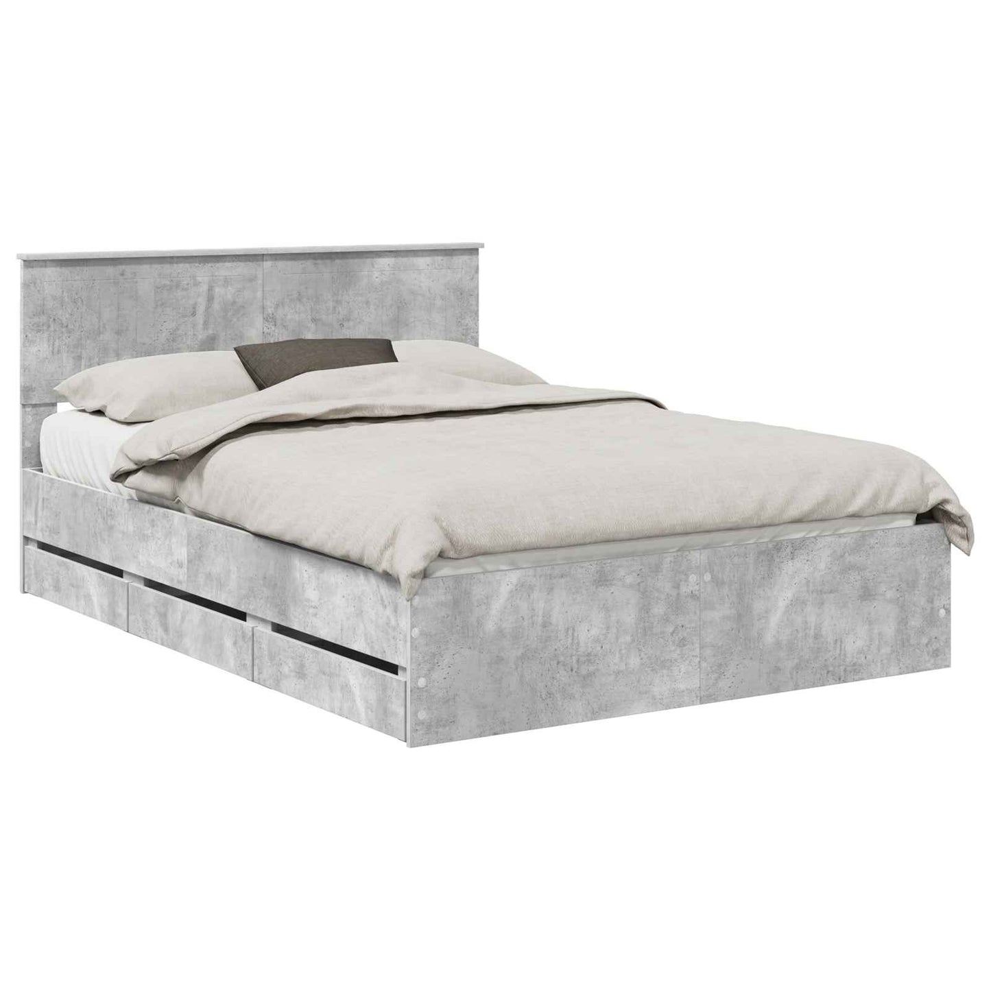 Struttura del letto con cassetto Grigio cemento 135 x 190 cm