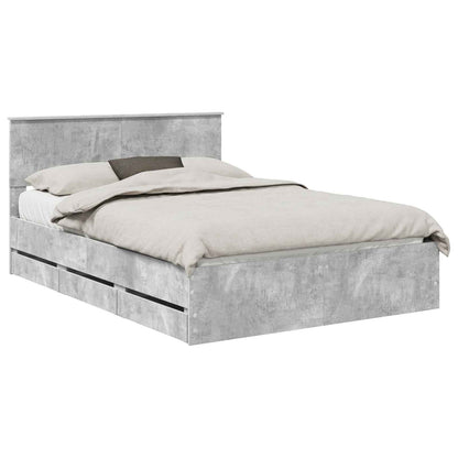 Struttura del letto con cassetto Grigio cemento 135 x 190 cm