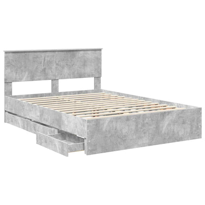 Struttura del letto con cassetto Grigio cemento 135 x 190 cm