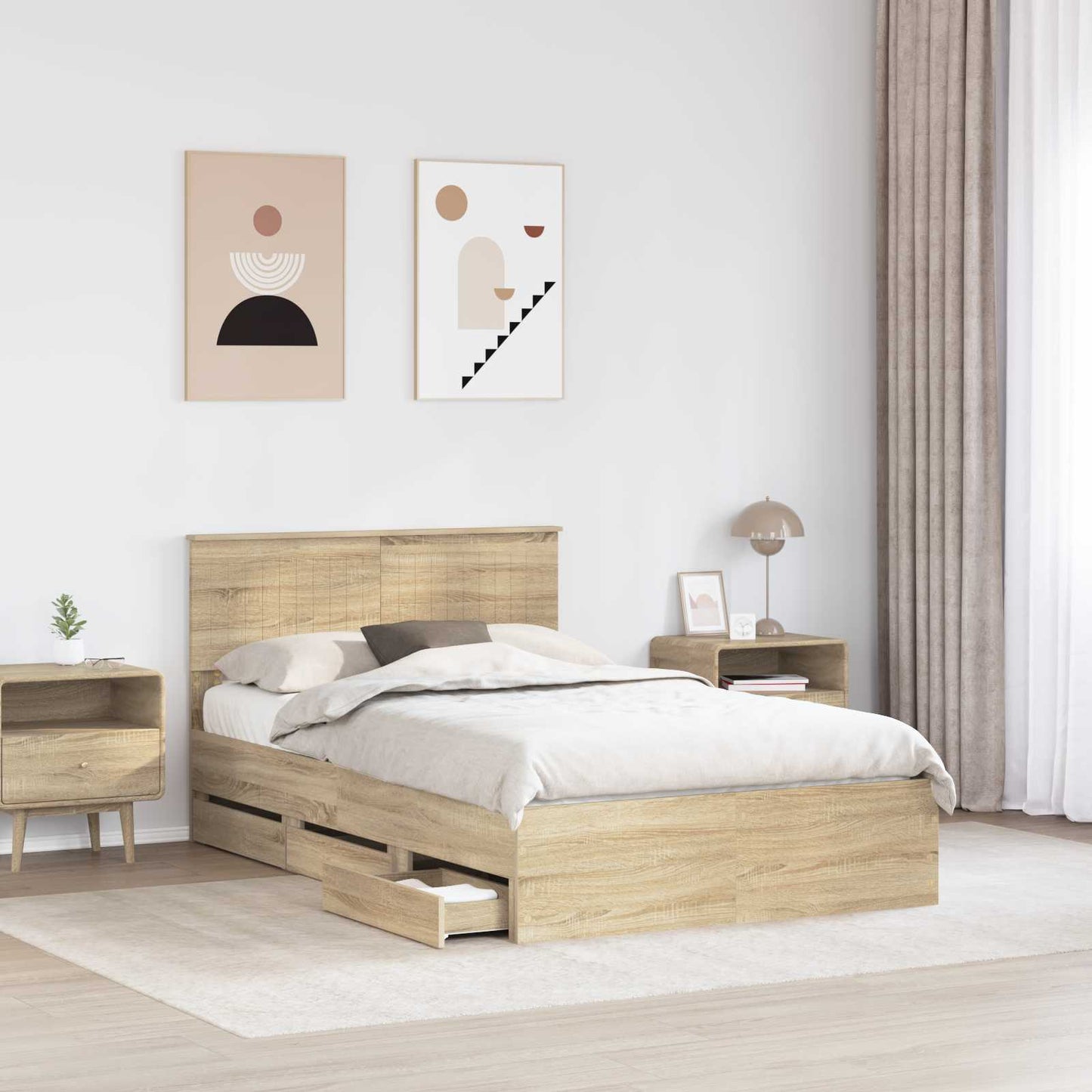 Struttura del letto con cassetto Rovere Sonoma 120 x 190 cm