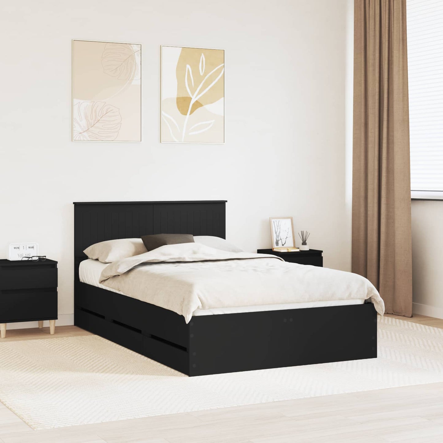 Struttura del letto Nero 120 x 200 cm Legno Ingegnerizzato