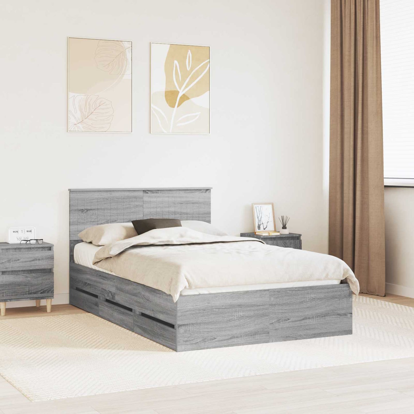 Struttura del letto con cassetto Grigio Sonoma 120 x 200 cm