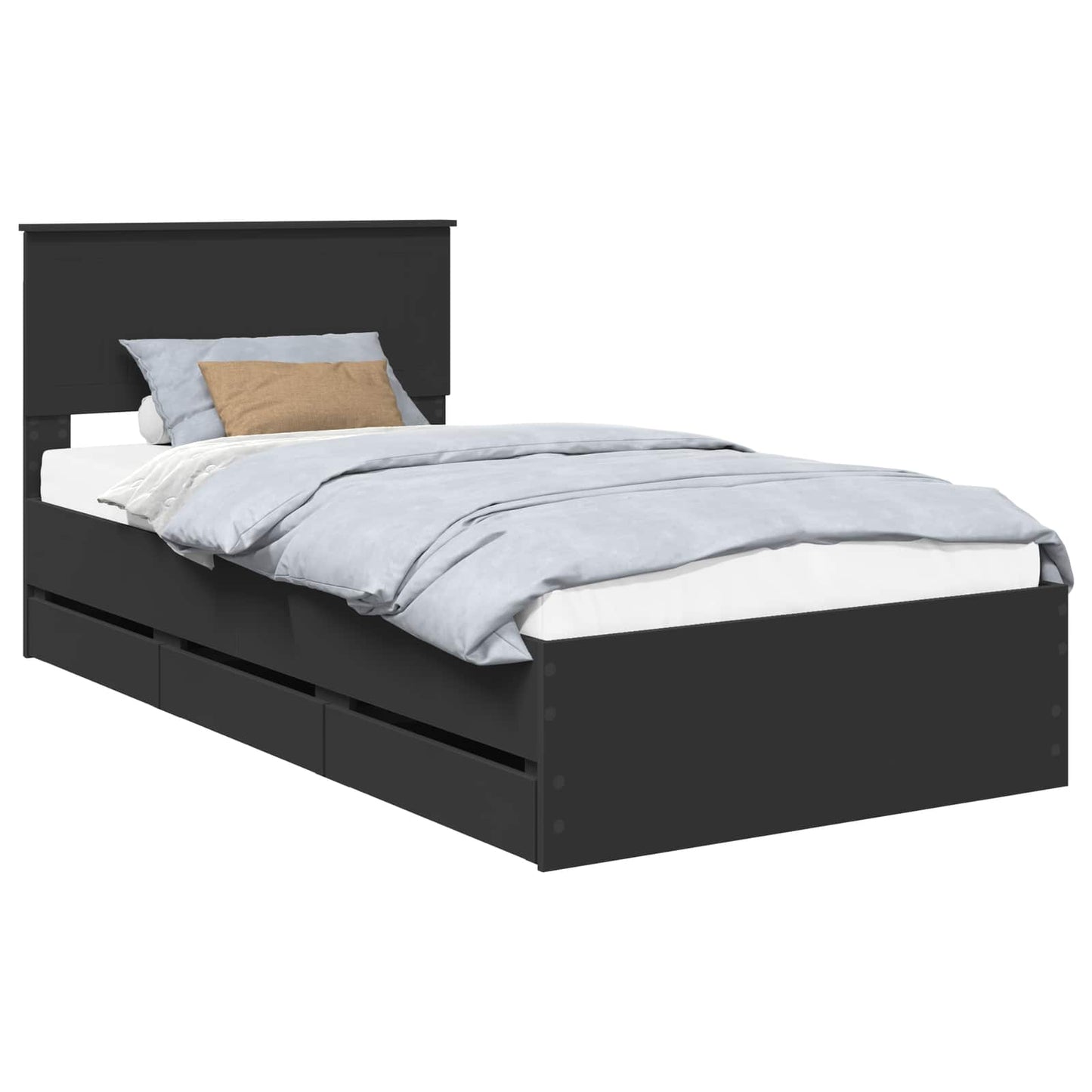 Struttura del letto Nero 100 x 200 cm Legno Ingegnerizzato