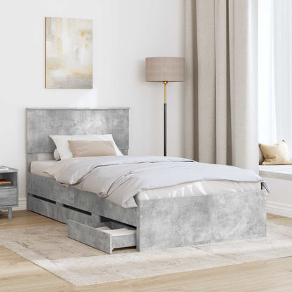 Struttura del letto con cassetto Grigio cemento 100 x 200 cm