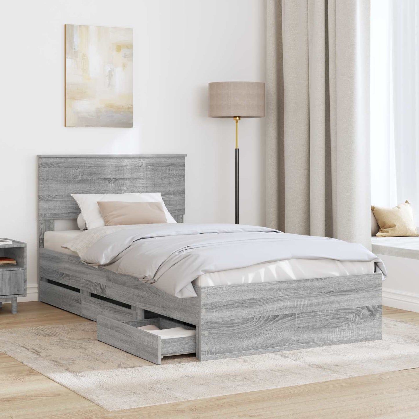 Struttura del letto con cassetto Grigio Sonoma 100 x 200 cm