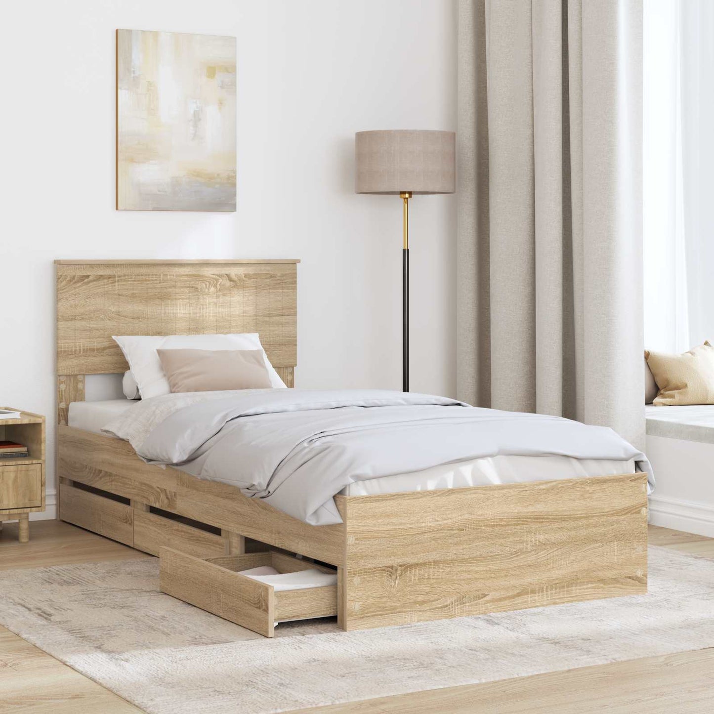 Struttura del letto con cassetto Rovere Sonoma 90 x 190 cm