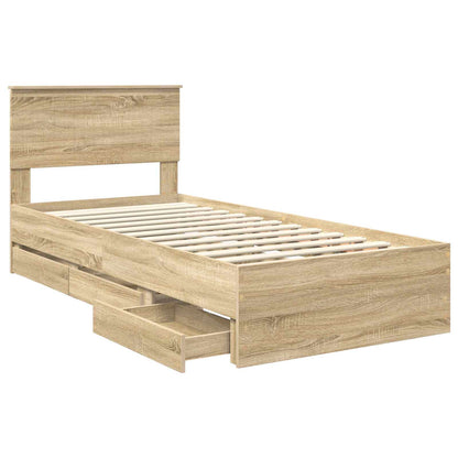 Struttura del letto con cassetto Rovere Sonoma 90 x 190 cm
