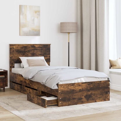 Struttura del letto con cassetto Rovere fumÃ© 90 x 190 cm