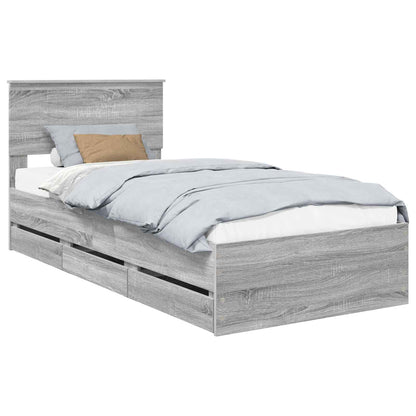 Struttura del letto con cassetto Grigio Sonoma 90 x 190 cm
