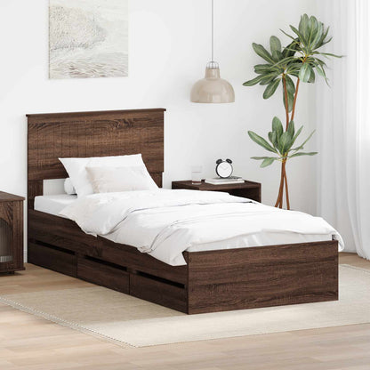 Struttura del letto con cassetto Rovere Marrone 90 x 190 cm