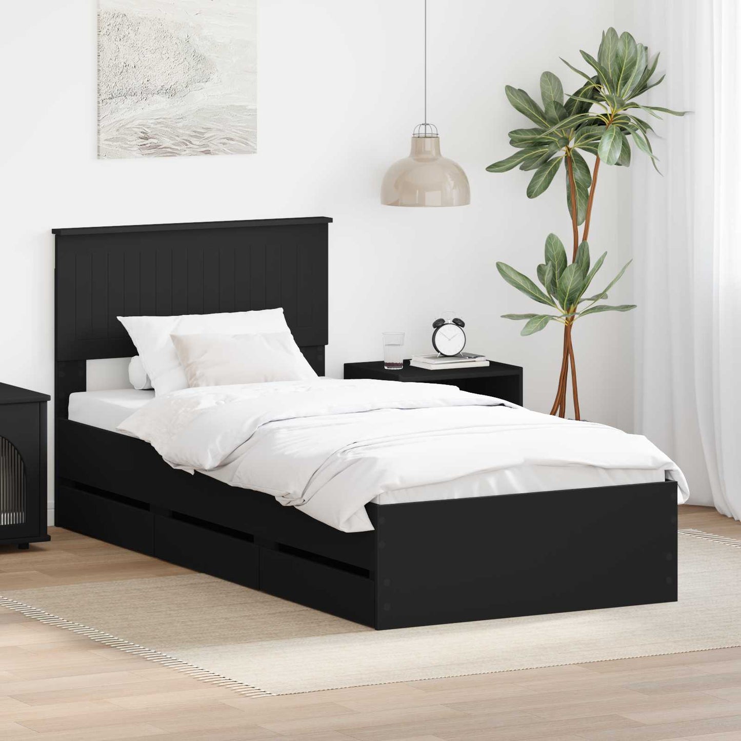 Struttura del letto Nero 90 x 200 cm Legno Ingegnerizzato