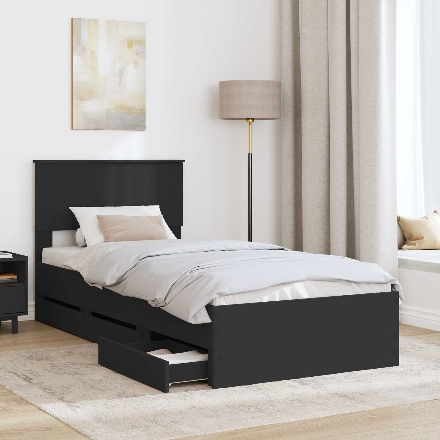 Struttura del letto Nero 90 x 200 cm Legno Ingegnerizzato