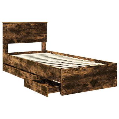 Struttura del letto con cassetto Rovere fumÃ© 90 x 200 cm