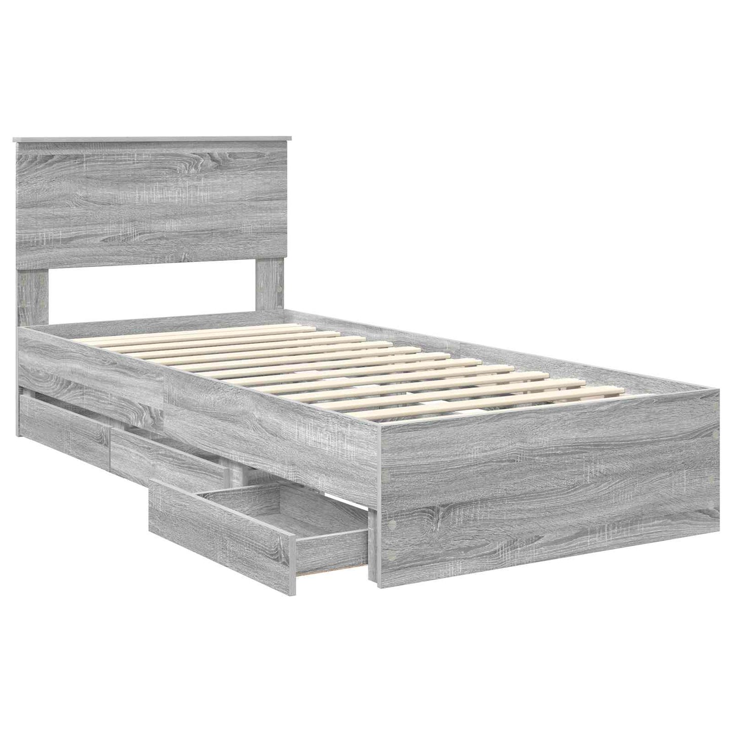 Struttura del letto con cassetto Grigio Sonoma 90 x 200 cm