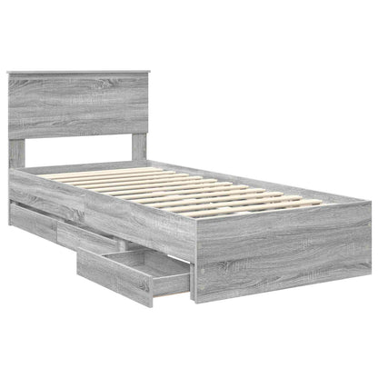 Struttura del letto con cassetto Grigio Sonoma 90 x 200 cm