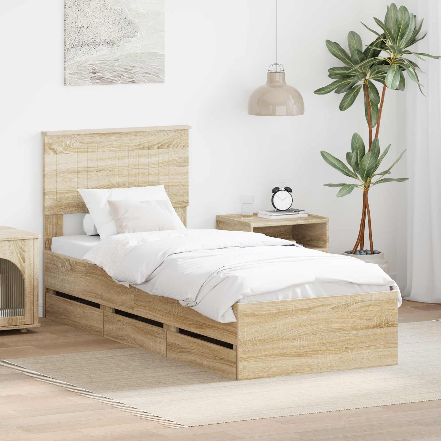 Struttura del letto con cassetto Rovere Sonoma 75 x 190 cm