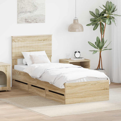 Struttura del letto con cassetto Rovere Sonoma 75 x 190 cm