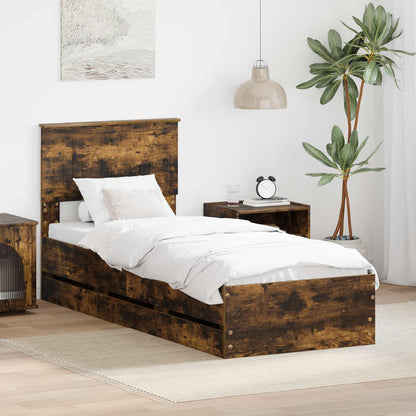 Struttura del letto con cassetto Rovere fumÃ© 75 x 190 cm