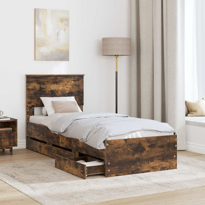 Struttura del letto con cassetto Rovere fumÃ© 75 x 190 cm