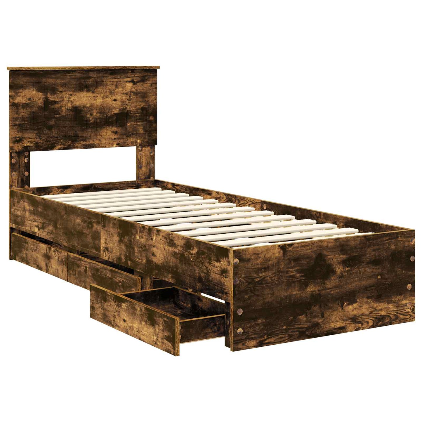 Struttura del letto con cassetto Rovere fumÃ© 75 x 190 cm