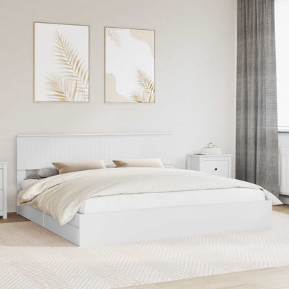 Letto con Contenitore Bianco 200 x 200 cm Legno multistrato
