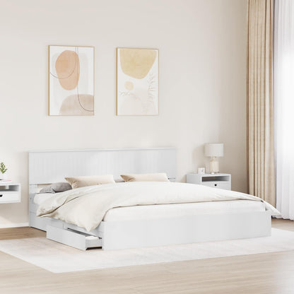 Letto con Contenitore Bianco 200 x 200 cm Legno multistrato