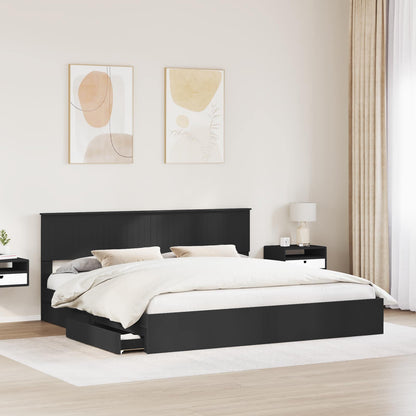 Letto con Contenitore Nero 200 x 200 cm Legno multistrato