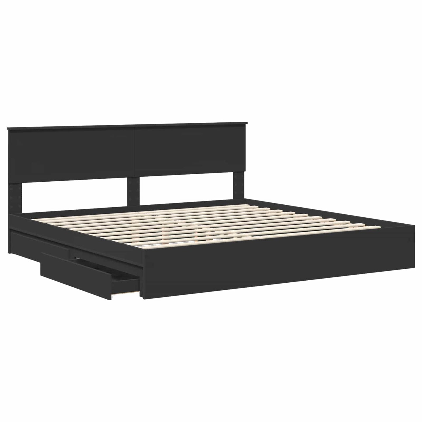 Letto con Contenitore Nero 200 x 200 cm Legno multistrato