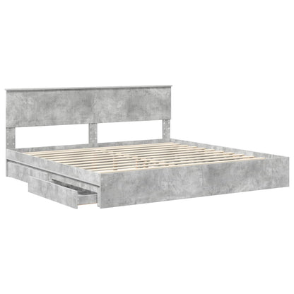 Letto con Contenitore con testiera Grigio cemento 200 x 200 cm