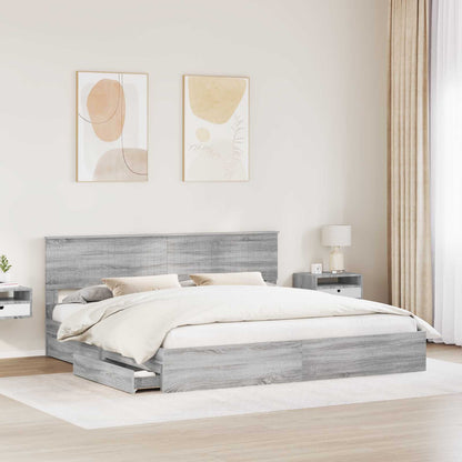 Letto con Contenitore con testiera Grigio Sonoma 200 x 200 cm